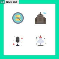 User Interface Pack of 4 Basic Flat Icons of ban microphone dieting business recorder Editable Vector Design Elements