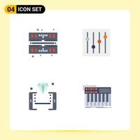 Group of 4 Flat Icons Signs and Symbols for computer shopping controls mobile synth Editable Vector Design Elements