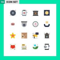 User Interface Pack of 16 Basic Flat Colors of digital dollar lantern eye geometry Editable Pack of Creative Vector Design Elements