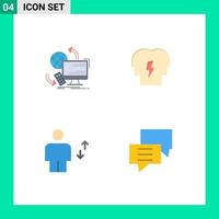 Modern Set of 4 Flat Icons and symbols such as access avatar remote in elevator Editable Vector Design Elements