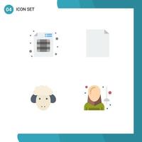 4 Flat Icon concept for Websites Mobile and Apps audit sheep business page fencing Editable Vector Design Elements