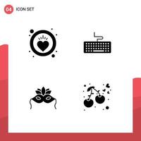 4 Solid Glyph concept for Websites Mobile and Apps health venetian key education heart Editable Vector Design Elements
