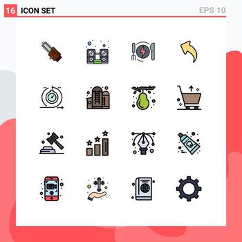 Modern Set of 16 Flat Color Filled Lines Pictograph of cycle arrows consumption up arrow Editable Creative Vector Design Elements