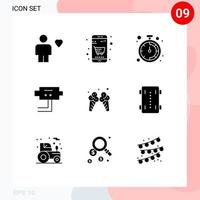 Set of 9 Commercial Solid Glyphs pack for cream icecream online shop security cam Editable Vector Design Elements