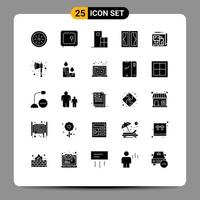 Group of 25 Modern Solid Glyphs Set for house furniture architecture frame structure Editable Vector Design Elements