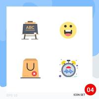 Universal Icon Symbols Group of 4 Modern Flat Icons of learining commerce board motivation package Editable Vector Design Elements