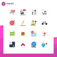 Mobile Interface Flat Color Set of 16 Pictograms of romance fountain megaphone sun bed tool Editable Pack of Creative Vector Design Elements