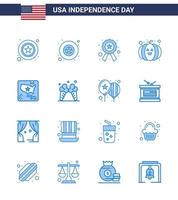 Happy Independence Day USA Pack of 16 Creative Blues of world flag police american pumpkin Editable USA Day Vector Design Elements