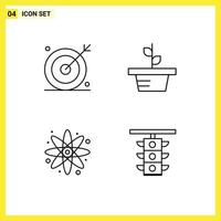 Pack of 4 Modern Filledline Flat Colors Signs and Symbols for Web Print Media such as engine atom search leaves science Editable Vector Design Elements