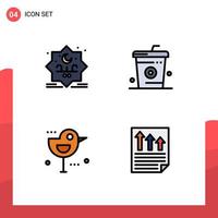 Universal Icon Symbols Group of 4 Modern Filledline Flat Colors of star autumn stamp drinks sparrow Editable Vector Design Elements