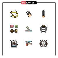 Pictogram Set of 9 Simple Filledline Flat Colors of grow tick touch sad emojis Editable Vector Design Elements