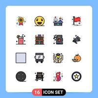 Set of 16 Modern UI Icons Symbols Signs for healthy place chat notification country Editable Creative Vector Design Elements