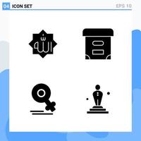 Modern 4 solid style icons Glyph Symbols for general use Creative Solid Icon Sign Isolated on White Background 4 Icons Pack Creative Black Icon vector background