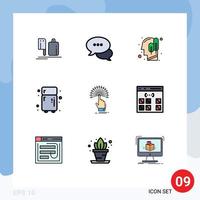 Universal Icon Symbols Group of 9 Modern Filledline Flat Colors of touch refrigerator chatting kitchen logical Editable Vector Design Elements