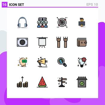 Pictogram Set of 16 Simple Flat Color Filled Lines of focus gammer training user space Editable Creative Vector Design Elements