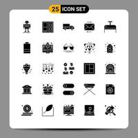 Set of 25 Modern UI Icons Symbols Signs for travel bag delivery arrow message Editable Vector Design Elements