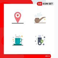 Editable Vector Line Pack of 4 Simple Flat Icons of location security smoke cup token Editable Vector Design Elements