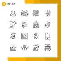 Mobile Interface Outline Set of 16 Pictograms of water plump medical pipe hobbies Editable Vector Design Elements