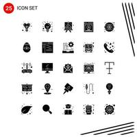 Modern Set of 25 Solid Glyphs Pictograph of finance split testing board method testing Editable Vector Design Elements