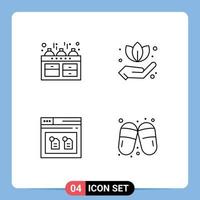 4 User Interface Line Pack of modern Signs and Symbols of cooker document oven leaf sandal Editable Vector Design Elements