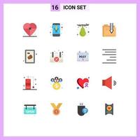 Set of 16 Modern UI Icons Symbols Signs for download content recording archive fruit Editable Pack of Creative Vector Design Elements