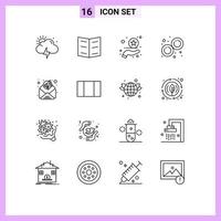 16 User Interface Outline Pack of modern Signs and Symbols of maximize email marketing rating digital marketing mitosis Editable Vector Design Elements