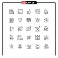 Mobile Interface Line Set of 25 Pictograms of art recycling makeup ideas bad Editable Vector Design Elements