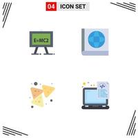 Modern Set of 4 Flat Icons and symbols such as chemistry snack science formula chips document Editable Vector Design Elements