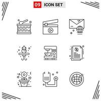 9 Icons Line Style Grid Based Creative Outline Symbols for Website Design Simple Line Icon Signs Isolated on White Background 9 Icon Set Creative Black Icon vector background