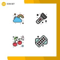 Universal Icon Symbols Group of 4 Modern Filledline Flat Colors of fortune heart luck flashlight cherry Editable Vector Design Elements