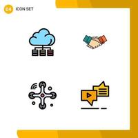 Universal Icon Symbols Group of 4 Modern Filledline Flat Colors of cloud partnership technology business connections Editable Vector Design Elements