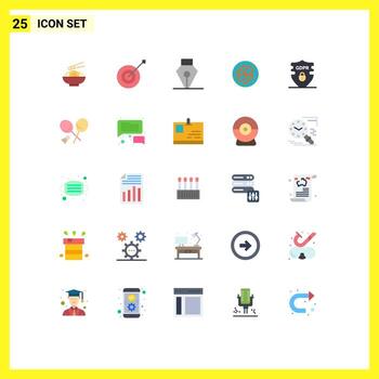 25 colores planos vectoriales temáticos y símbolos editables de la cadena de conexión de tinta de enlace gdpr elementos de diseño vectorial editables vector