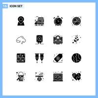 Universal Icon Symbols Group of 16 Modern Solid Glyphs of computing air alarm smoking no Editable Vector Design Elements