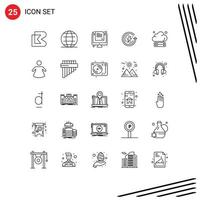 Modern Set of 25 Lines Pictograph of server environmental protection exam energy earth day Editable Vector Design Elements