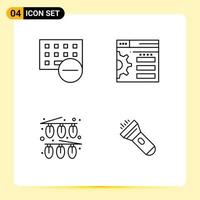 4 Thematic Vector Filledline Flat Colors and Editable Symbols of computers christmas hardware setting lights Editable Vector Design Elements