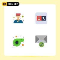 Pictogram Set of 4 Simple Flat Icons of avatar sport people search mail Editable Vector Design Elements