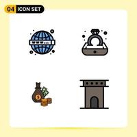 4 Creative Icons Modern Signs and Symbols of seo bank www ring coins Editable Vector Design Elements