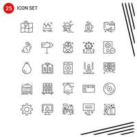 Modern Set of 25 Lines and symbols such as folder analytics trolley share tea Editable Vector Design Elements