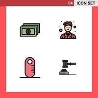 4 Universal Filledline Flat Colors Set for Web and Mobile Applications dollar audiometer coordinator worker action Editable Vector Design Elements