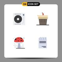 4 Universal Flat Icon Signs Symbols of devices amanita turntable done mushroom Editable Vector Design Elements