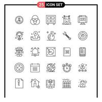 Set of 25 Line Style Icons for web and mobile Outline Symbols for print Line Icon Signs Isolated on White Background 25 Icon Set Creative Black Icon vector background