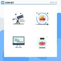 Set of 4 Modern UI Icons Symbols Signs for binoculars computer astronomy shapes text Editable Vector Design Elements