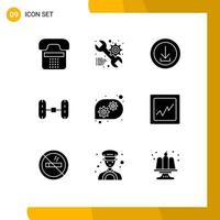 9 User Interface Solid Glyph Pack of modern Signs and Symbols of gear van gear wheel alignment store Editable Vector Design Elements