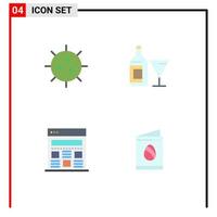 Editable Vector Line Pack of 4 Simple Flat Icons of bacteria interface experiment drink webpage Editable Vector Design Elements