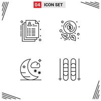 4 User Interface Line Pack of modern Signs and Symbols of care holiday record money ice Editable Vector Design Elements