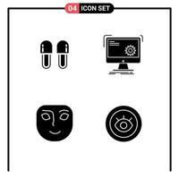 Group of Solid Glyphs Signs and Symbols for beauty progress relaxation computer face Editable Vector Design Elements