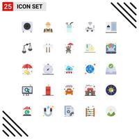 25 Thematic Vector Flat Colors and Editable Symbols of cookbook wifi worker car juice Editable Vector Design Elements