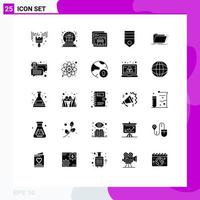 Modern Set of 25 Solid Glyphs and symbols such as soldier military globe badge shopping Editable Vector Design Elements