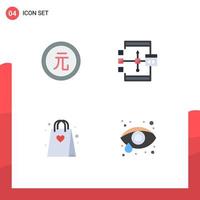 4 Creative Icons Modern Signs and Symbols of business flowchart finance coding hobbies Editable Vector Design Elements