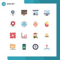 Pictogram Set of 16 Simple Flat Colors of map holder web technology cloud Editable Pack of Creative Vector Design Elements